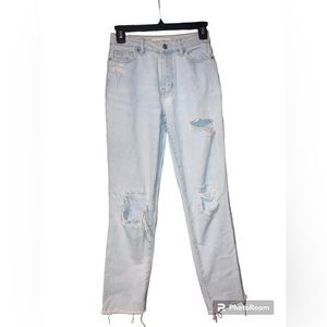 PacSun Light Wash Distressed Frayed Mom Jeans Size 30